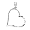 14k White Gold Reversible Satin Diamond-Cut Heart Pendant 1in