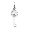 14kt White Gold 3/4in Diamond-cut Key Charm