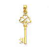 14kt Yellow Gold 7/8in 3-D Key Charm with Hearts