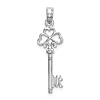 14 White Gold 3-D Key Pendant with Hearts 7/8in