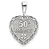 14kt White Gold 3/4in 50th Anniversary Heart Pendant