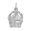 14k White Gold Horse Head In Horseshoe Charm 5/8in