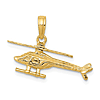 14k Yellow Gold 3-D Moveable Helicopter Pendant