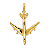 14k Yellow Gold 3-D Passenger Jet Pendant 1in