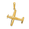 14k Yellow Gold 3-D Airplane Pendant 3/4in
