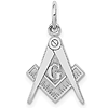 14kt White Gold 5/8in Masonic G Compass and Square Charm