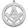 14kt White Gold 1in Round Masonic G Compass and Square Pendant