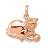 14kt Rose Gold 1/2in Cat and Ball Pendant