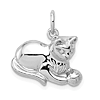 14k White Gold Cat and Ball Pendant 1/2in