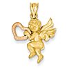 14k Two-tone Gold 3/4in Satin Angel Charm with Heart