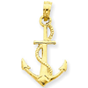 14kt Yellow Gold 3/4in 3-D Anchor Pendant