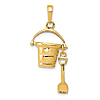 14k Yellow Gold Moveable Pail And Shovel Pendant 1in