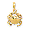 14k Yellow Gold Crab Pendant with Polished Finish 1/2in