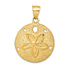 14k Yellow Gold Sand Dollar Pendant with Laser Cut Finish 1in