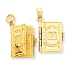14k Yellow Gold Ten Commandments Bible Pendant