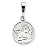 14k White Gold Polished Satin Raphael Angel Pendant 5/8in