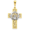 14kt Two-tone Gold 1 1/8in Claddagh Cross Pendant