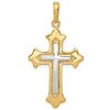 14kt Two-tone Gold 1 1/8in Fleur de lis Cross Pendant