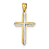 14k Two-tone Gold Cross Pendant with Knife Edge 1in