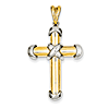 14k Two-tone Gold 1 1/4in Fancy Wrapped Cross Pendant