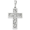 14k White Gold Thorn Cross Pendant 1in