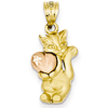 14kt Yellow and Rose Gold 3/4in Cat and Heart Pendant