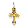 14kt Yellow Gold 1/2in Tiny Budded Cross Charm