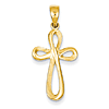 Cross Pendant with Loop Design 1in 14k Yellow Gold