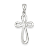 14k White Gold Slender Cross Pendant with Loop Design 1in