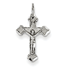 14k White Gold 5/8in Diamond-cut Crucifix Charm