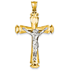 14k Two-tone Gold Crucifix Pendant 1 7/8in