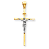 14k Two-tone Gold 1 3/4in Slender Crucifix Pendant