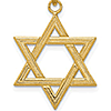 14k Yellow Gold Star of David Pendant with Fine Lines 3/4in
