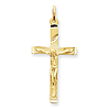 14kt Yellow Gold 1in Diamond-cut Crucifix Pendant