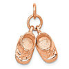 14k Rose Gold 3D Baby Shoes Charm