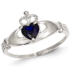 14kt White Gold Claddagh Ring with Sapphire CZ