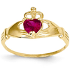 14kt Yellow Gold Claddagh Ring with Ruby CZ
