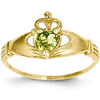 14kt Yellow Gold Claddagh Ring with Peridot CZ
