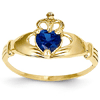14kt Yellow Gold Claddagh Ring with Sapphire CZ