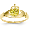 14kt Yellow Gold Claddagh Ring with Gold CZ