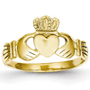 14kt Yellow Gold Claddagh Ring with Grooves