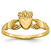 14k Yellow Gold Slender Claddagh Ring