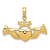 14k Yellow Gold Wide Claddagh Pendant
