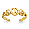 14k Yellow Gold Peace Symbols Toe Ring