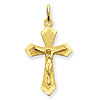 14k Yellow Gold 3/4in Diamond-Cut Pointed Crucifix Pendant
