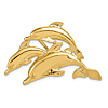 14k Yellow Gold Three Dolphins Pendant Slide 1in