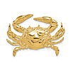 14k Yellow Gold Blue Crab Pendant Slide 7/8in