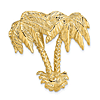 14k Yellow Gold Two Palm Trees Slide Pendant 1.25in