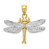 14k Two-tone Gold Dragonfly Pendant 3/4in