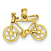 14k Yellow Gold 3 Dimensional Moveable Bicycle Pendant